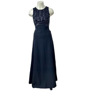 H&M Black Beaded Sequin Embellished Sleeveless Maxi Dress Size 4